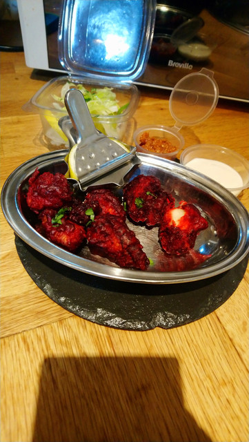 Tandoori chicken pakora/Balti chicken (bhuna)